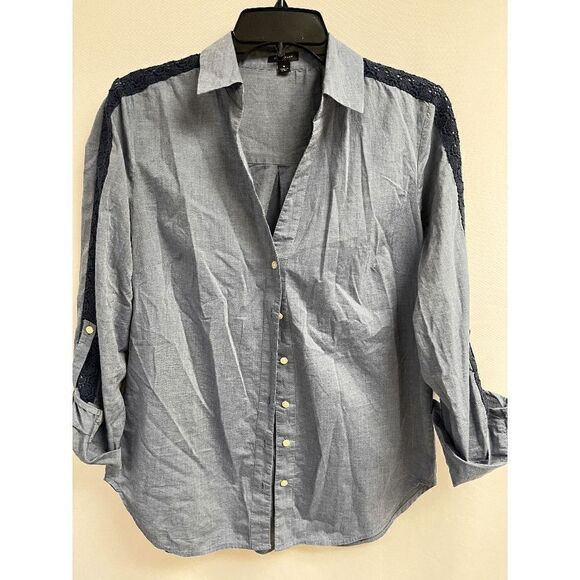Ann Taylor Womens Long Sleeve Collared Button Down Shirt Gray Size Small - Picture 1 of 6